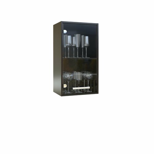 Кухонный модуль навесной 40х30,5х72 см, Витрина Г-40/72 , (шкаф для посуды), цвет: дуб ферерра/бежевый песок