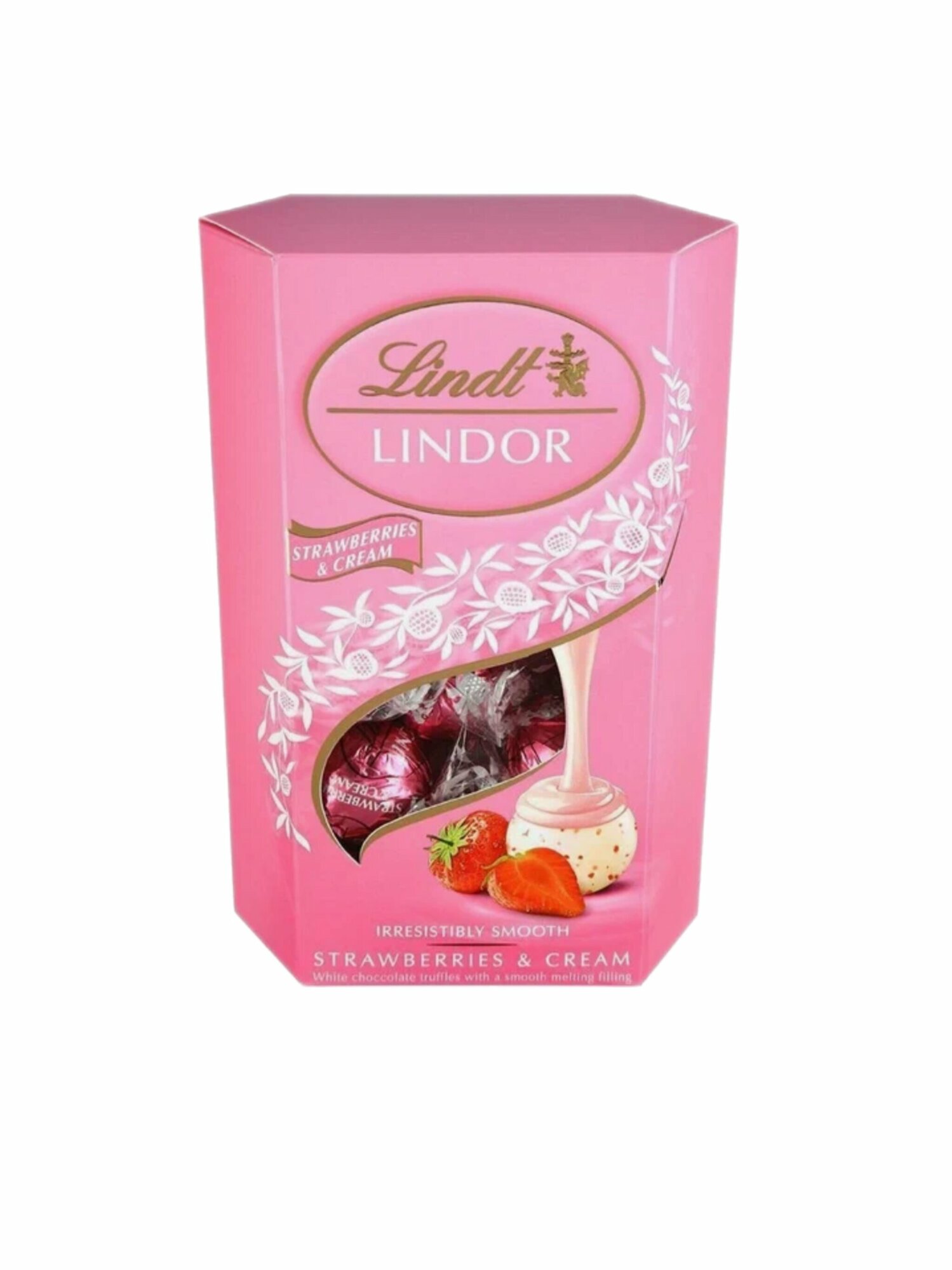 Шоколадные конфеты Lindt Lindor с клубникой и сливками в коробке 200 г (Из Финляндии)