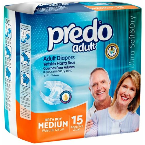 Подгузники для взрослых Predo Adult М 15шт x 2шт