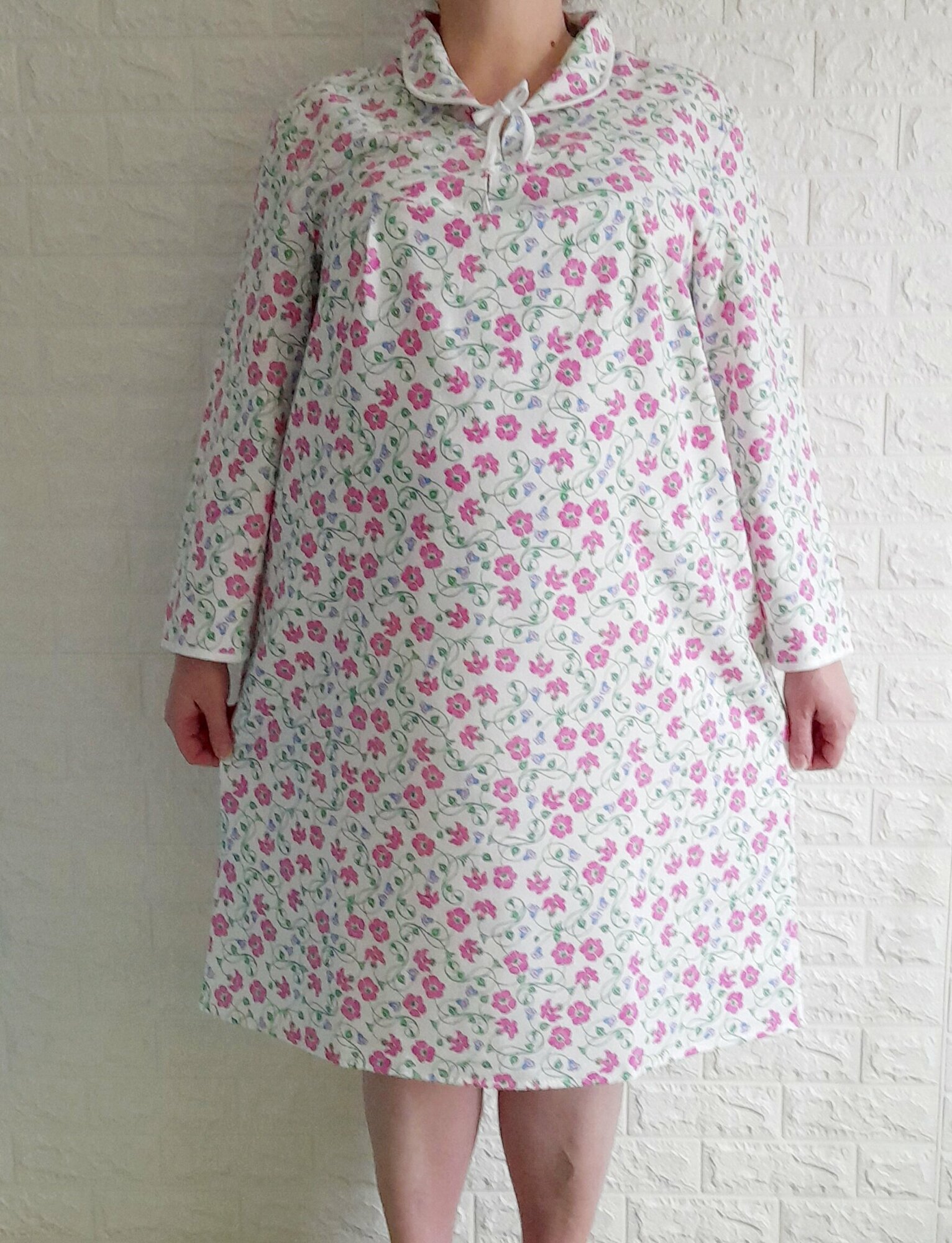 Сорочка средней длины, длинный рукав, утепленная, размер 54, розовый - фотография № 3