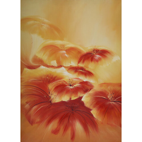 Картина на холсте для интерьера на стену в квартиру офис гостиную спальню интерьерная Цветы оранжевые натюрморт 3271₽