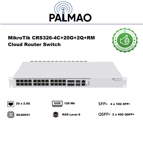 Коммутатор Mikrotik CRS326-4C+20G+2Q+RM коммутатор mikrotik cloud router switch crs326 24s 2q rm