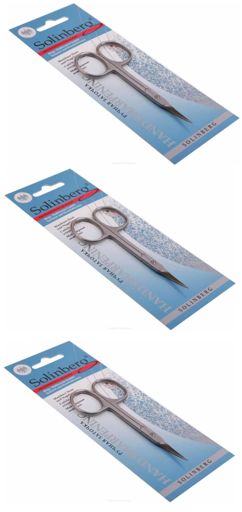 Ножницы для кутикулы Solinberg с ручной заточкой 212a-63501/202z - 3 штуки