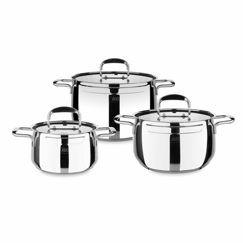 Набор посуды 6 предметов 3 кастрюли 3 стеклянные крышки 91003 Mystery 34599₽