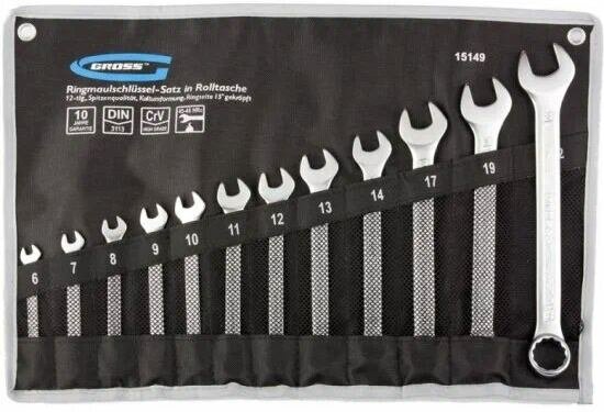 Набор гаечных ключей Gross 15149, 12 предм, серебристый