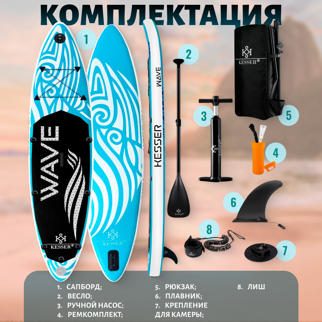 Сапборд Inflatable SUP Kesser 305*75*15 Wave Light Blue