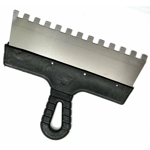 Шпатель зубчатый 250мм, зуб 10х10, нержавеющая сталь, пластиковая ручка BERHAU 102190