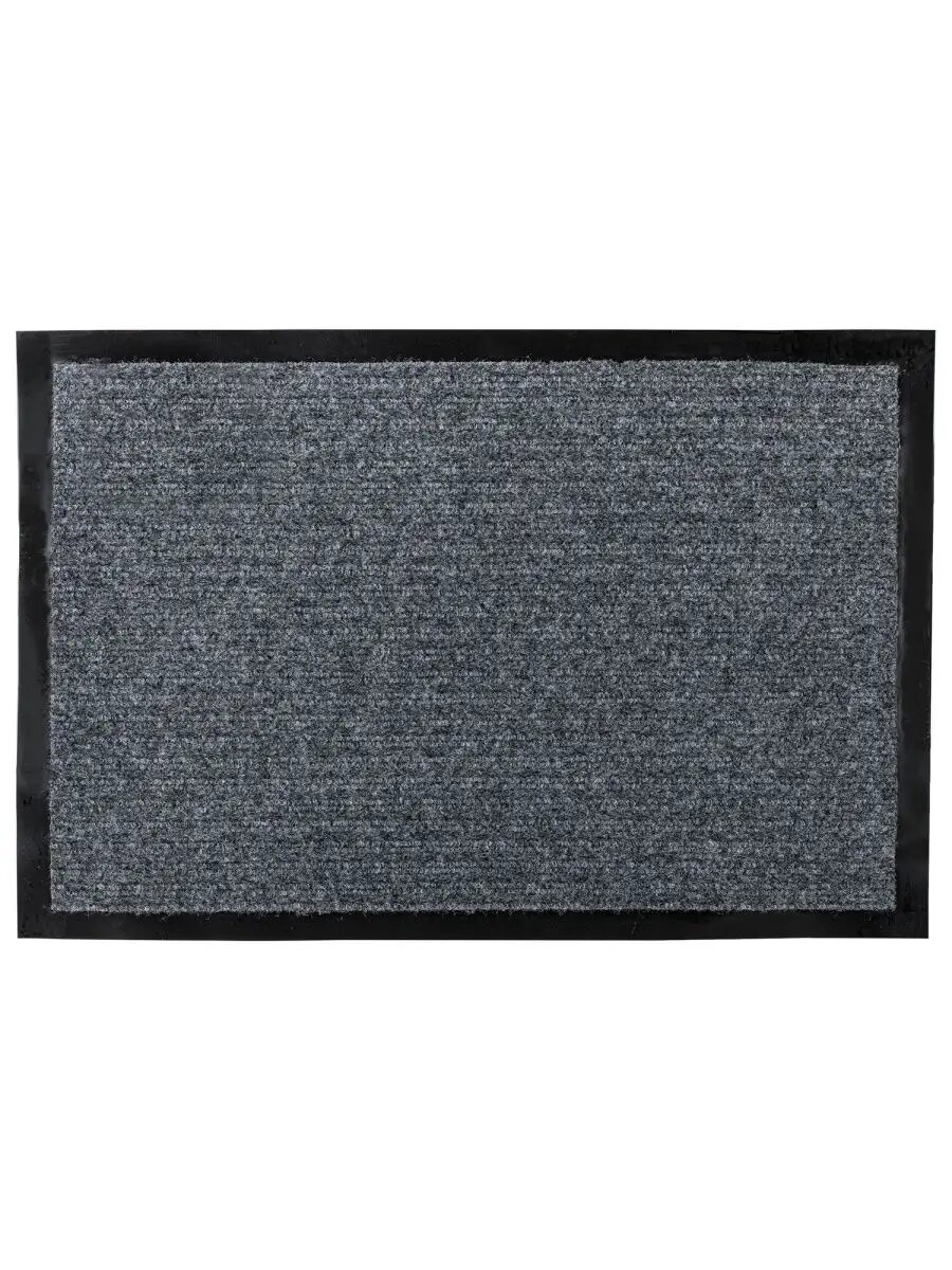 Коврик лайма, придверный, ребристый, антискользящий, 40x60 см, ворс 100% полиэстер, серый — фото 1