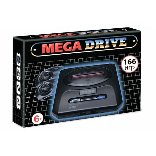 Игровая Приставка 16 Bit Mega Drive Classic 166 игр Black 1900₽
