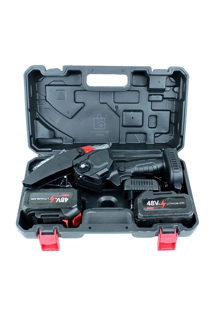 фото Цепная пила аккумуляторная 48 V. Пила аккумуляторная цепная мини сучкорез садовый в кейсе