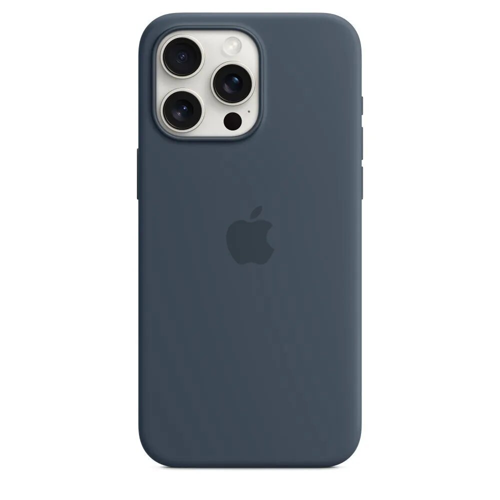 Чехол силиконовый MagSafe для iPhone 15 Pro Max Storm Blue с анимацией NFC, Silicone case MagSafe для айфон 15 Про Макс - Грозовой синий