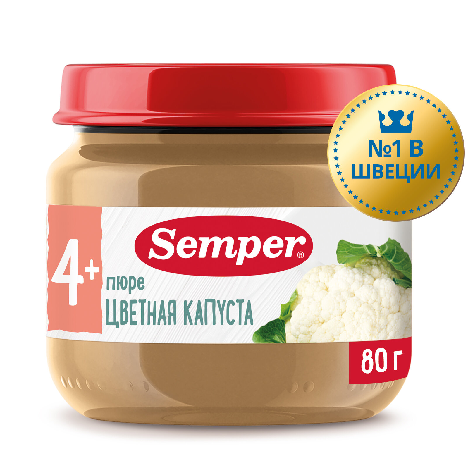 Пюре овощное Semper Цветная капуста, для первого прикорма, с 4 месяцев, 80 г