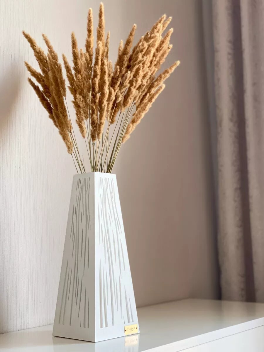 фото Ваза деревянная интерьерная для сухоцветов