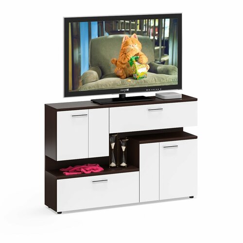 Тумба ТВ Мебельный двор С1-1400 венгебелый шагрень 140х30х93 см 13053₽