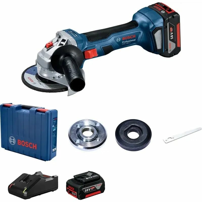 УШМ аккумуляторная бесщеточная БОШ Professional GWS 180-LI 2022007 18 В Li-Ion 1x4 Ач 125 мм