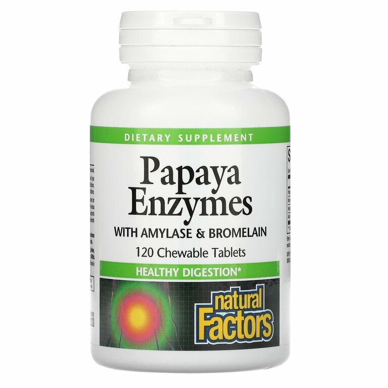 Капсулы Natural Factors Papaya Enzymes with Amylase  Bromelain 120 шт