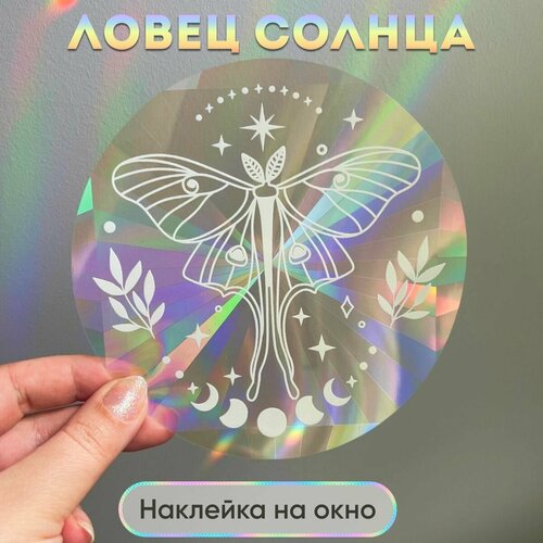 Ловец солнца и света, радужная наклейка на окно Кошка