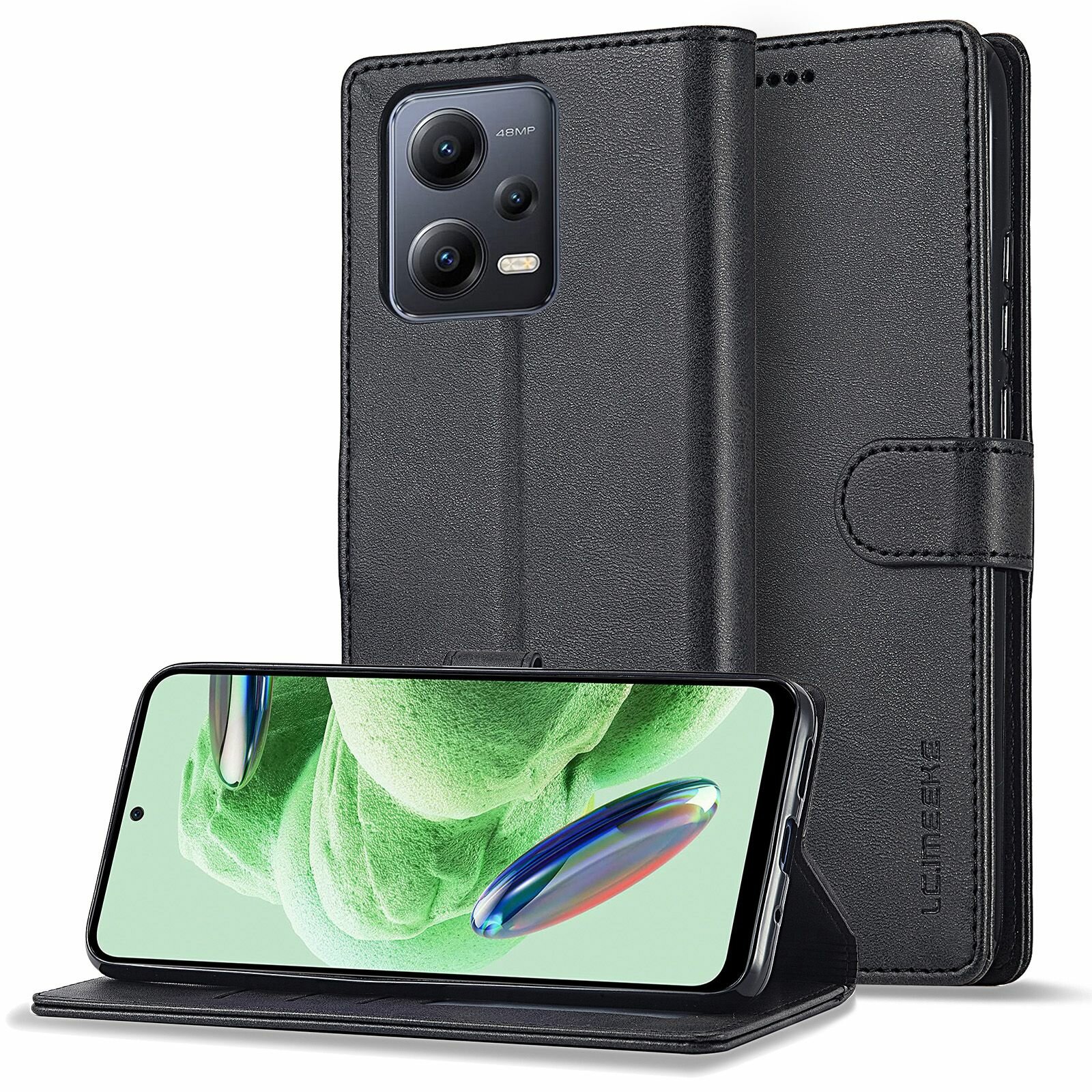 LCIMEEKE Кожаный книжка чехол для Xiaomi Redmi Note 12 Pro Plus / Чехол на Сяоми Редми Нот 12 Про Плюс с визитницей из экокожи