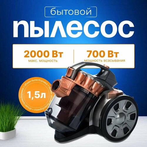 Пылесос для дома с контейнером мощный 15л 2000 Вт бытовой проводной синий 7900₽
