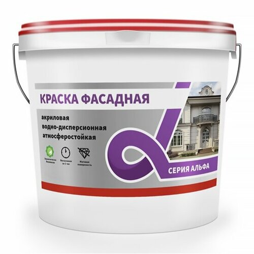 фото Краска фасадная водно-дисперсионная альфа alfavit серия , белая, 40 кг
