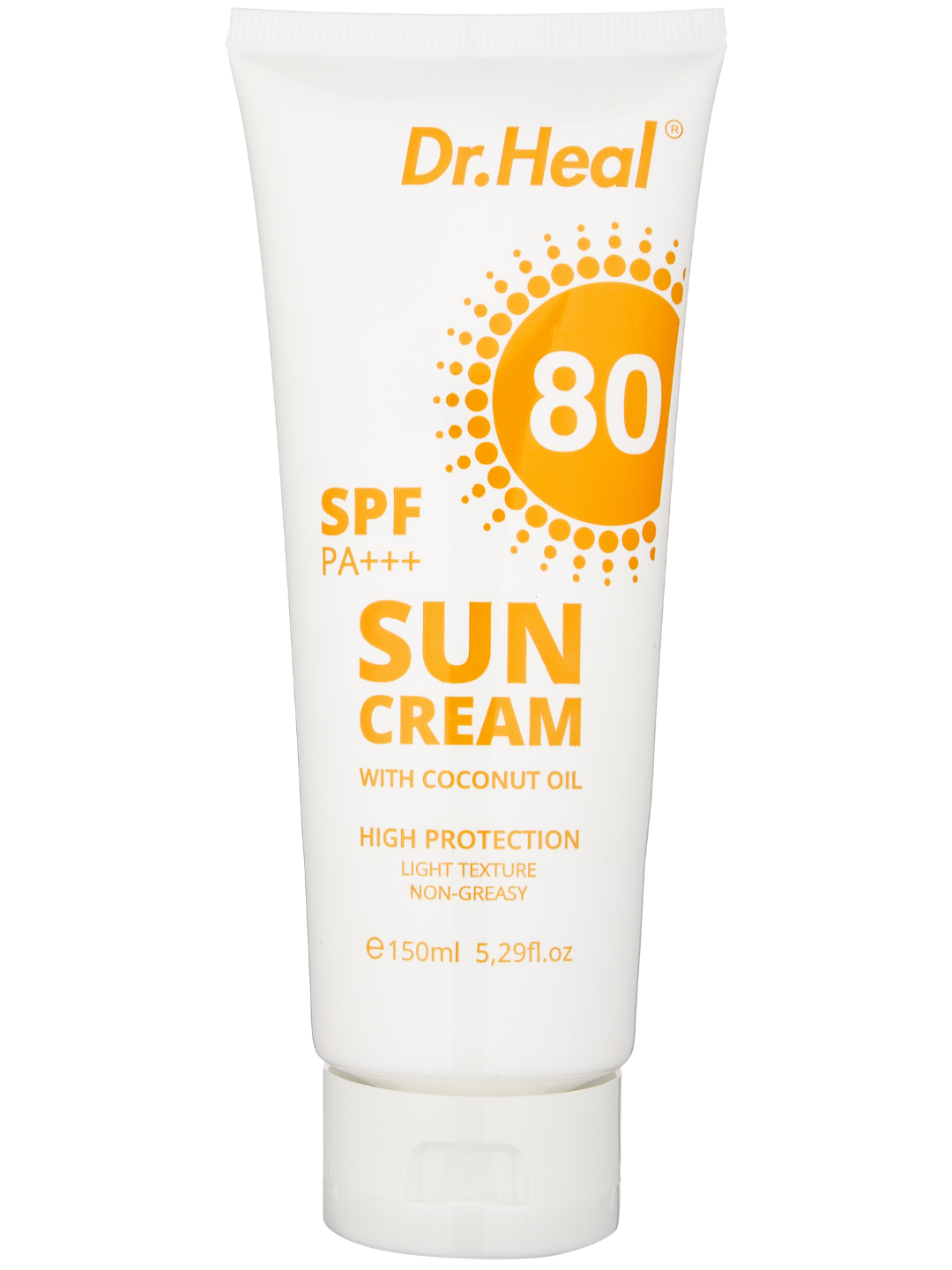 Солнцезащитный крем Dr. Heal, SPF80, кокосовое масло, 150 мл