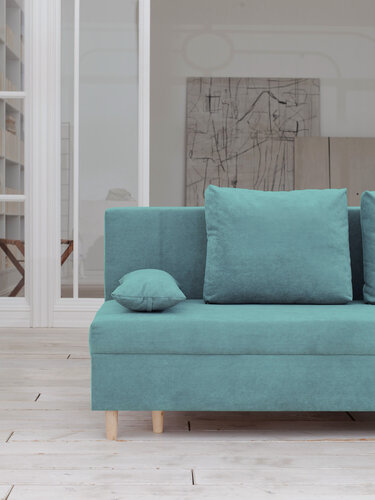 Изображение товара Раскладной диван кровать Токио NEW, механизм еврокнижка, 189х72х84 см, бирюзовый, прямой диванчик с ящиком для хранения