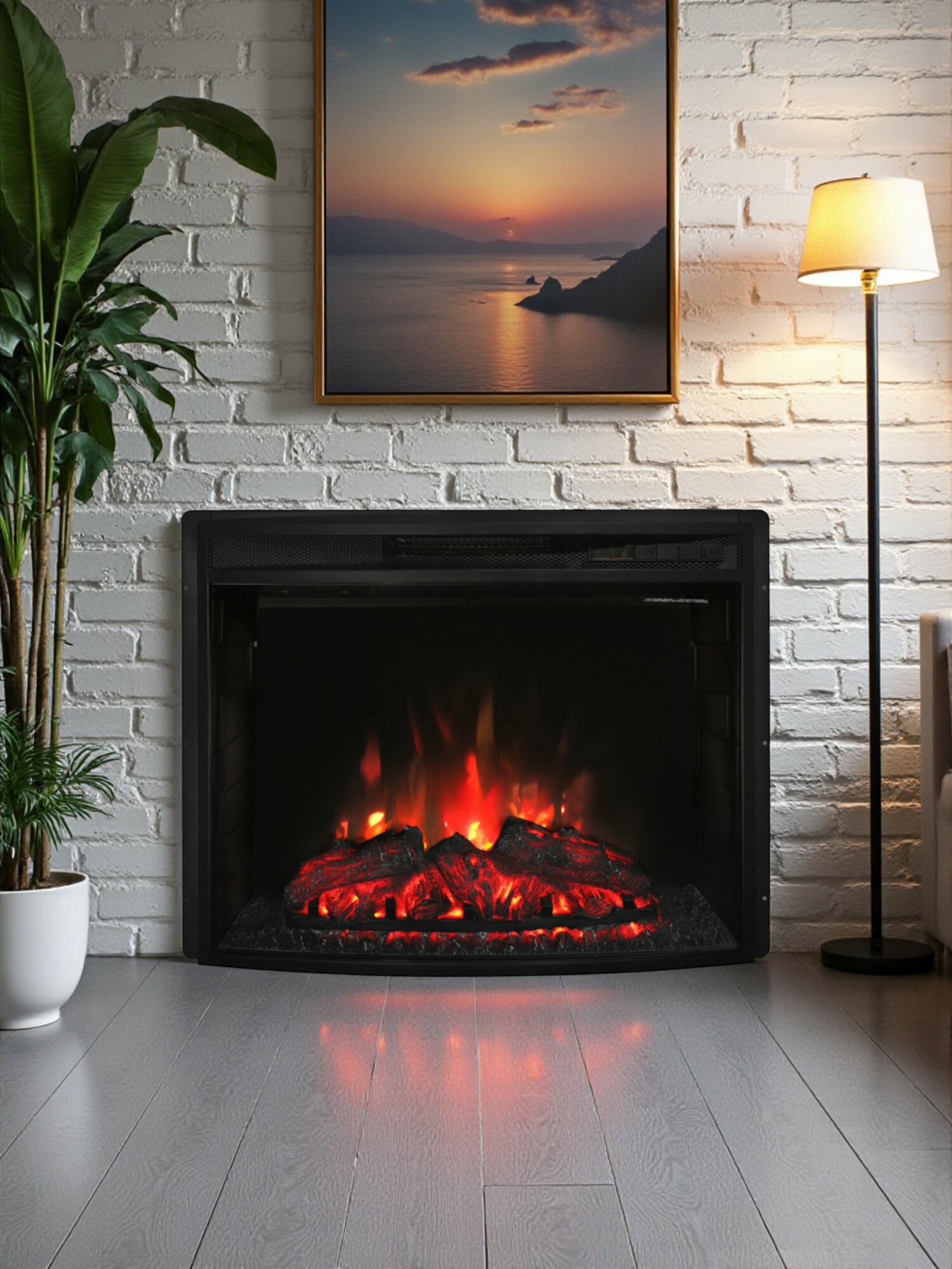 Электроочаг RealFlame Evrika 255 панорамное стекло обогрев звуковой эффект пульт (камин)