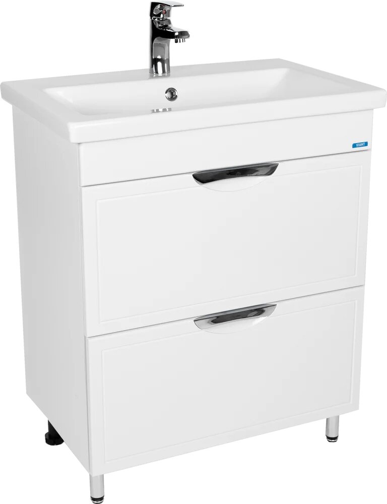 Тумба с раковиной VIANT Лима 70 напольная 70 см с ящиками белая прямоугольная в современном стиле из МДФ из фарфора