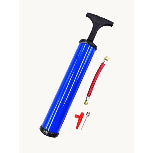 Насос большой для мячей с иглой, шлангом и насадкой, синий