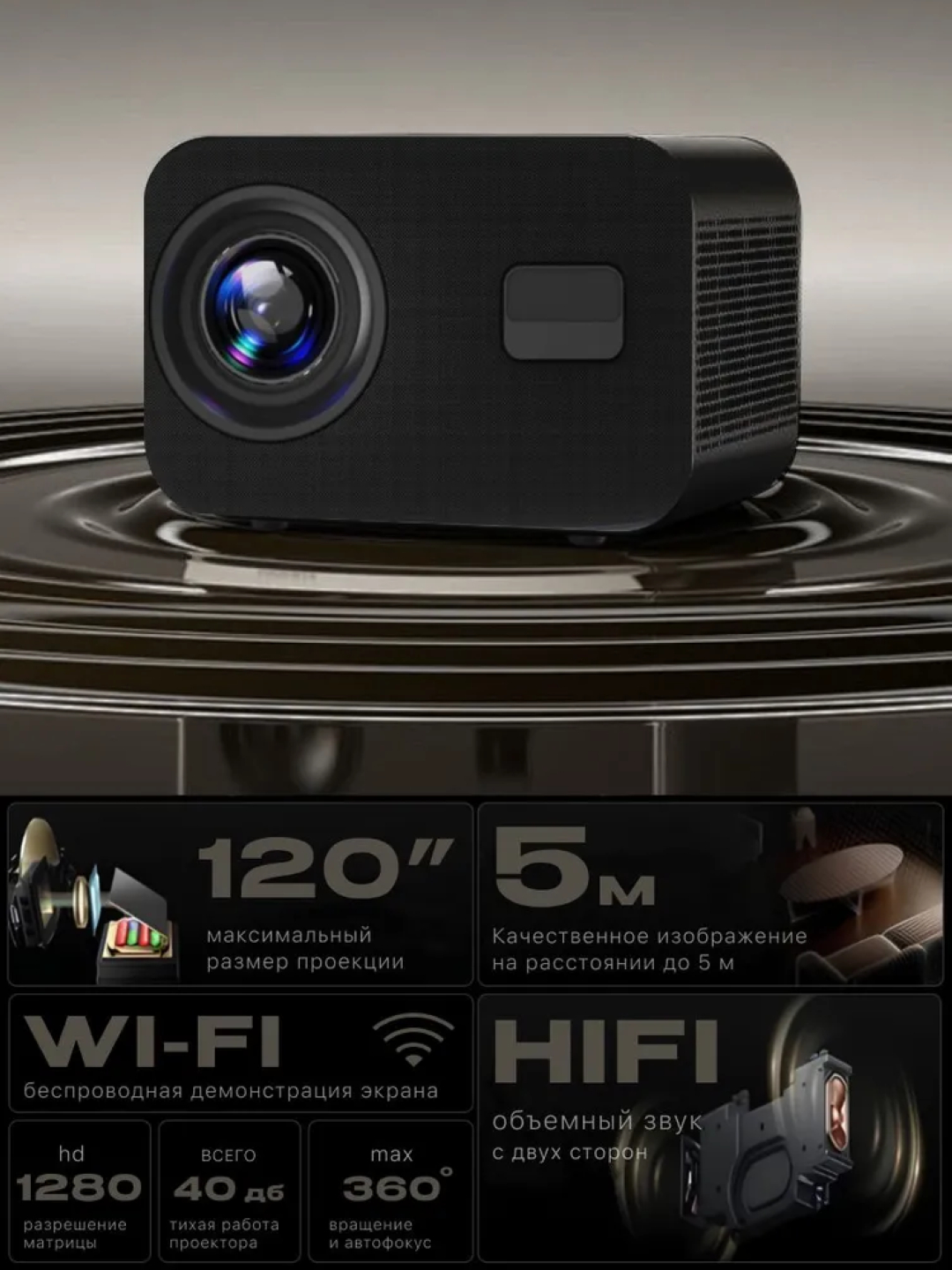 Мини LED проектор P18 4K, Wi-Fi 2.4/5G, Bluetooth, автофокус, Android и iOS — фото 1