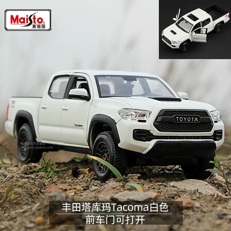 Модель пикапа Toyota Tacoma TRD Pro в белом цвете, 1:27 масштаб, алюминиевый литьевой коллекционный автомобиль