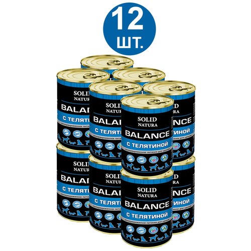 Влажный корм для щенков, Solid Natura Balance, телятина, упаковка 12 шт х 340 г