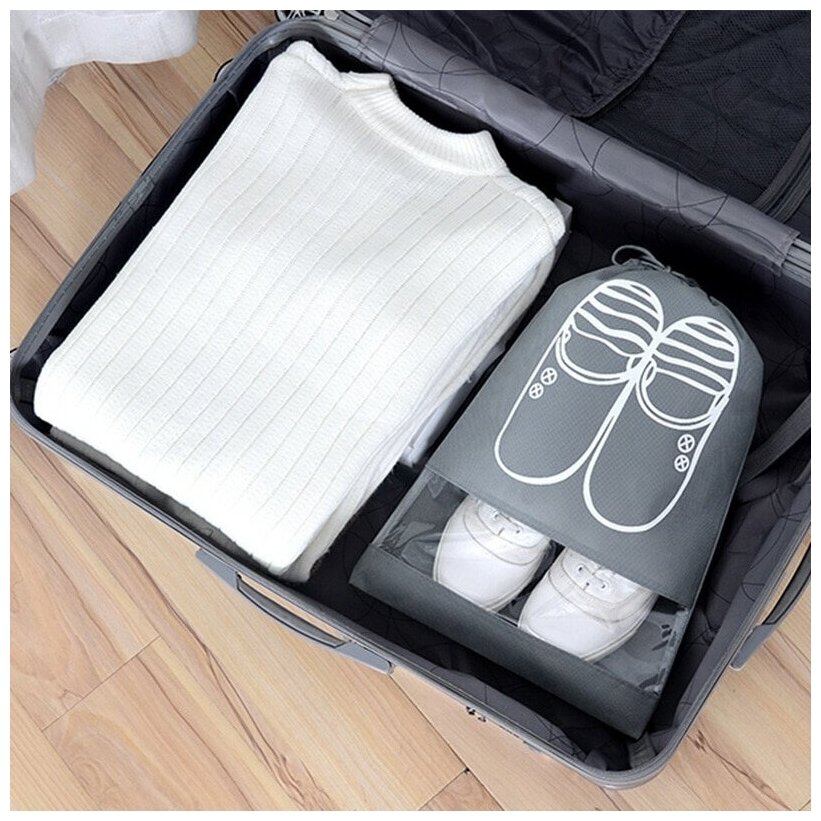 Органайзер для хранения обуви (Серый) мешок в шкаф прозрачный для вещей кофр сумка для одежды в прихожую - фотография № 4