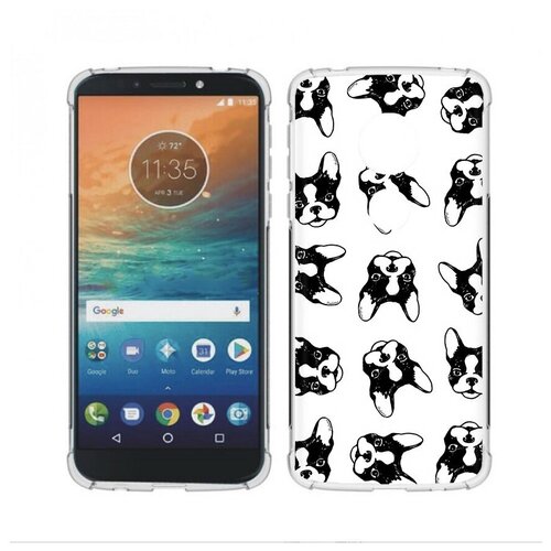 Чехол задняя-панель-накладка-бампер MyPads черно белые собачки для Motorola Moto E5/Moto G6 Play противоударный