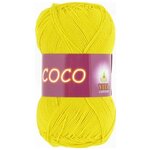 Пряжа хлопковая Vita Cotton Coco (Вита Коко) - 2 мотка, 4320 ярко желтый, 100% мерсеризованный хлопок 240м/50г - изображение