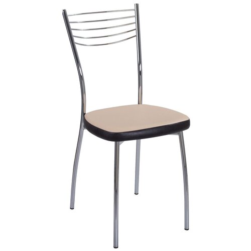 фото Стул домотека омега 1, металл/искусственная кожа, цвет: b1/b4 бежевый (слоновая кость)/черный