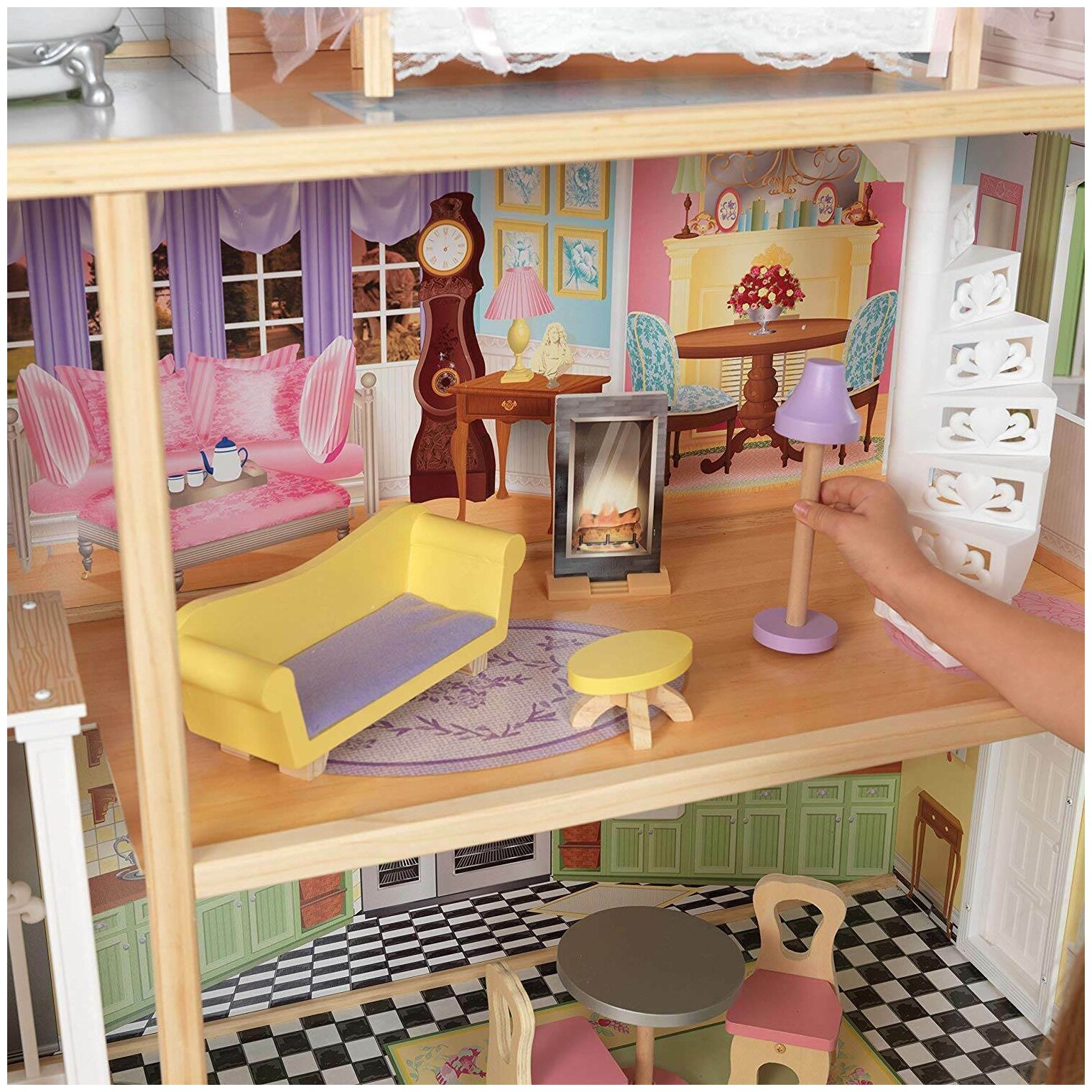 Трехэтажный дом из дерева для Barbie (Барби) KidKraft Кайли (Kaylee, 65251) с мебелью 10 предметов - фото №8