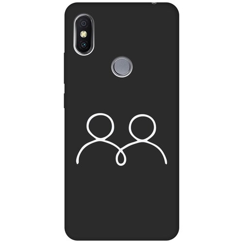 Матовый Soft Touch силиконовый чехол на Xiaomi Redmi S2, Сяоми Редми С2 с 3D принтом Couple Lines W черный матовый чехол advice w для xiaomi redmi s2 сяоми редми с2 с 3d эффектом черный