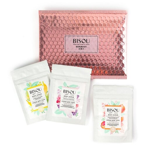 Набор подарочный для тела BISOU Fruit Maniac Scrub Kit, 3 скраба по 65г