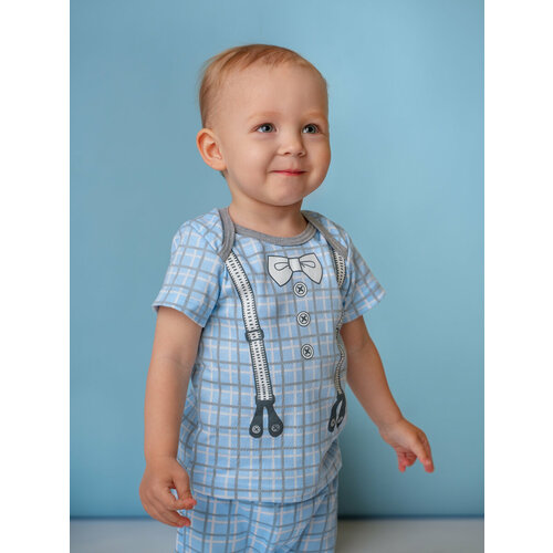 фото Футболка kotmarkot, для мальчиков, хлопок, размер 68, голубой