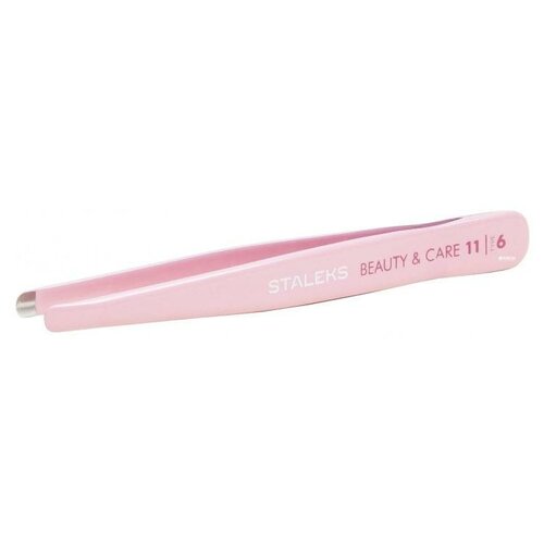 STALEKS Пинцет Beauty & Care 11/1 для бровей, розовый пинцет staleks beauty