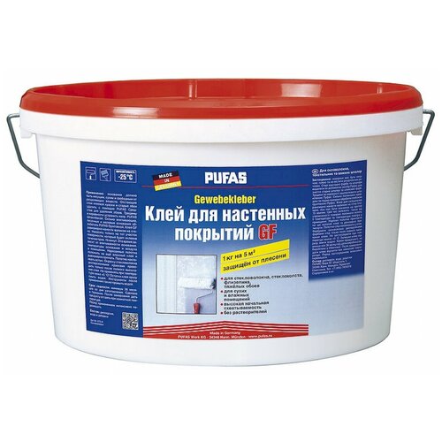 Pufas GF Готовый клей для обоев бумажных, под стеклообои, клей для виниловых обоев на бумажной основе