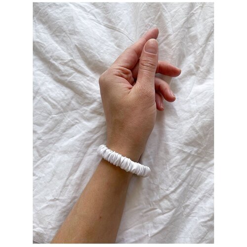 фото Шелковая резинка mini из 100% натурального шелка белая silk lovers