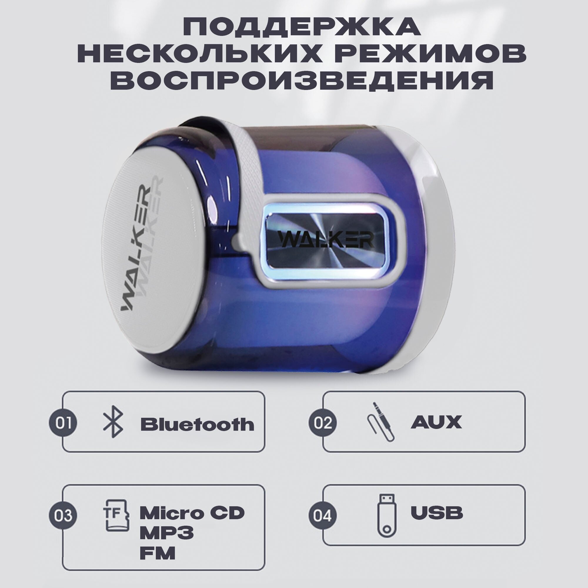 Колонка Walker Wsp-180 Bluetooth 8Вт*1 Tws Синхронизация Подсветка ...