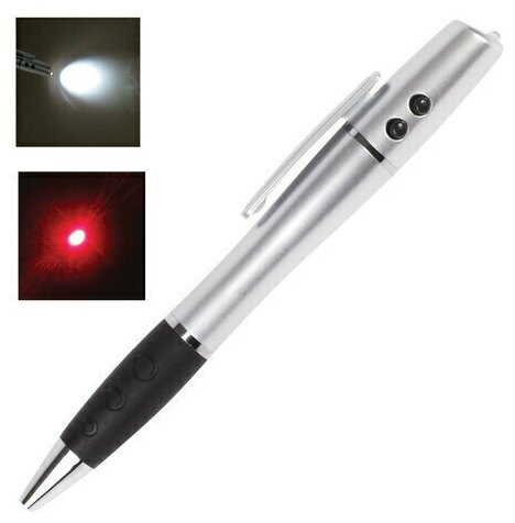 Указка Указка лазерная, радиус 200 м, LED-фонарь, шариковая ручка, линия 0,5 мм, LH612
