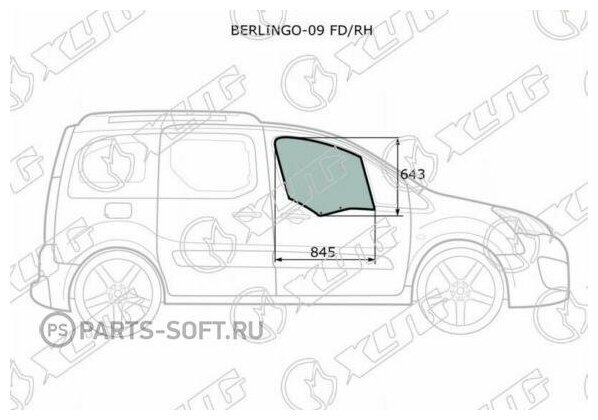 XYG BERLINGO09FDRH Стекло переднее правое опускное CITROEN BERLINGO/PEUGEOT PARTNER 08-