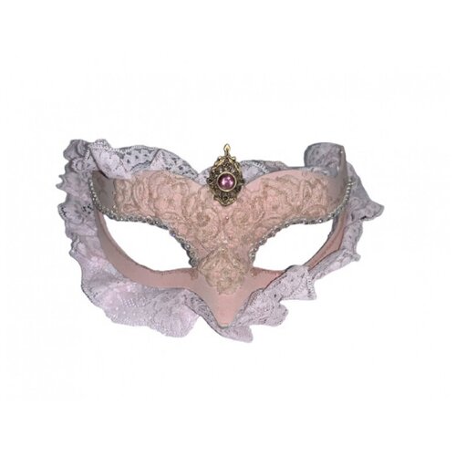 Венецианская маска Volpina, розовая с кружевом (13601)