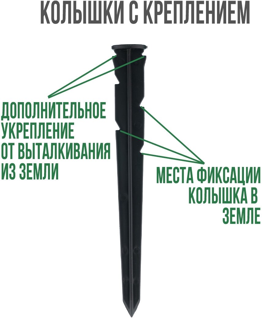 Колышек садовый для пластиковых бордюров ГеоПластБорд, 24см комплект 30 шт. - фотография № 3