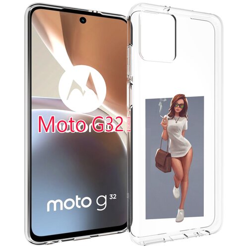 Чехол MyPads девушка-в-белой-футболке женский для Motorola Moto G32 задняя-панель-накладка-бампер чехол mypads девушка в белой шляпе женский для motorola moto g32 задняя панель накладка бампер