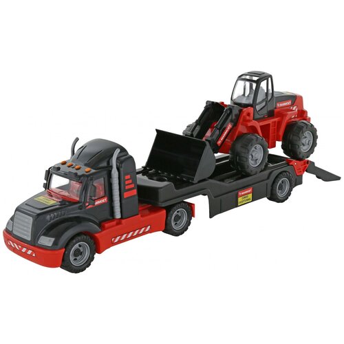 трактор погрузчик 207 01 mammoet 56788 Машинка Mammoet Toys Трейлер и трактор-погрузчик 206-01 (56993), 79.6 см, красно-черный